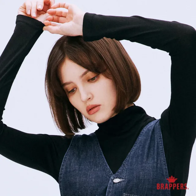 【BRAPPERS】女款 側綁帶高領打底上衣(黑)