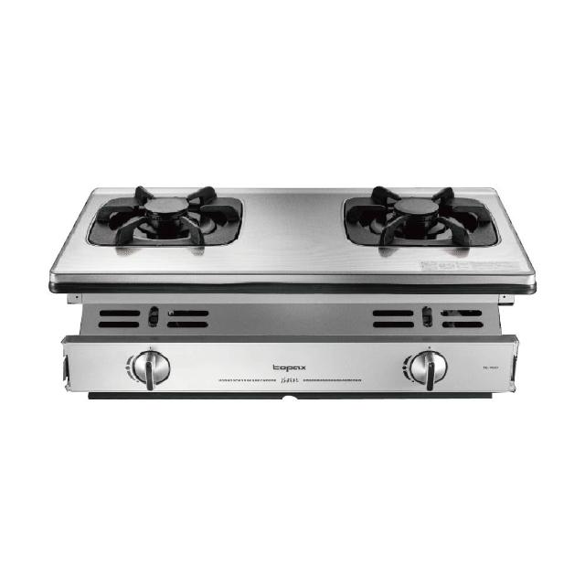 Topax莊頭北 TG-7507 雙口瓦斯爐,臺灣原廠製造,不鏽鋼爐臺耐腐蝕堅固耐用。採用傳統外擴火焰設計,火力均勻強勁,瓦斯消耗量僅8~9kW,第一級能源效率省氣節能。左旋打擊點火方便安全,機體尺寸705×450×235mm,適合標準安裝。BSMI認證R51085,保固1年,是家庭廚房升級的理想選擇。 Topax莊頭北 TG-7507
