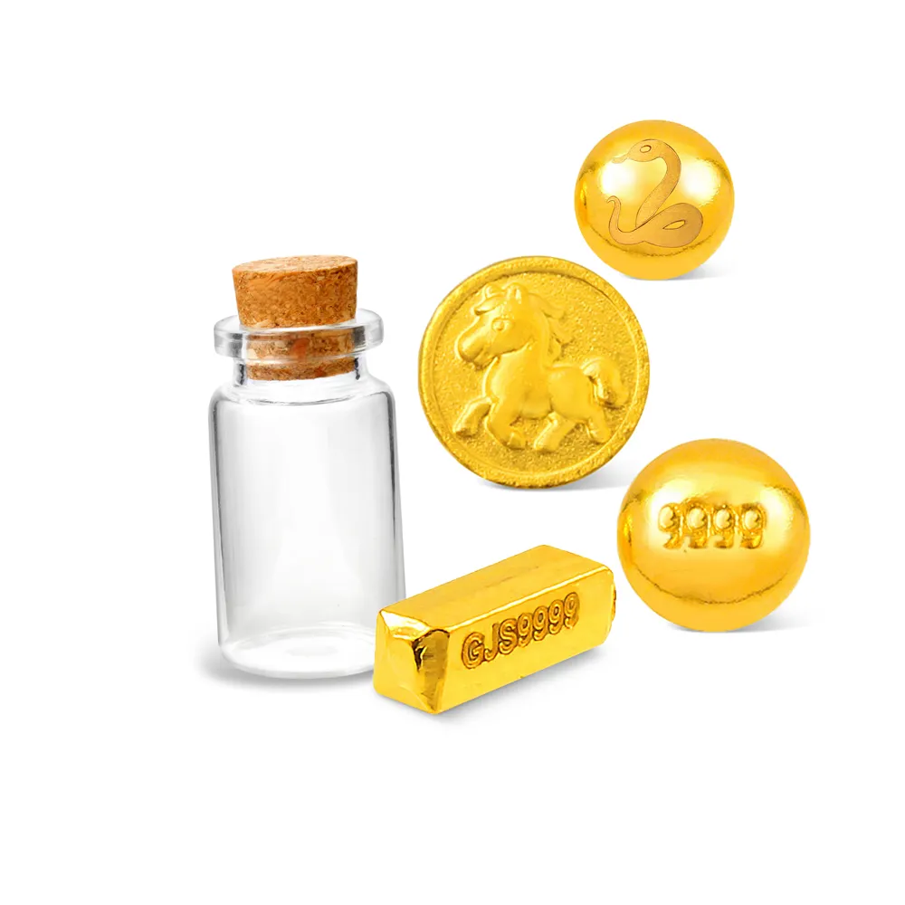 GJS 金敬順】黃金金豆純金9999 許願瓶小金豆(金重:0.27錢+-0.01錢/1克