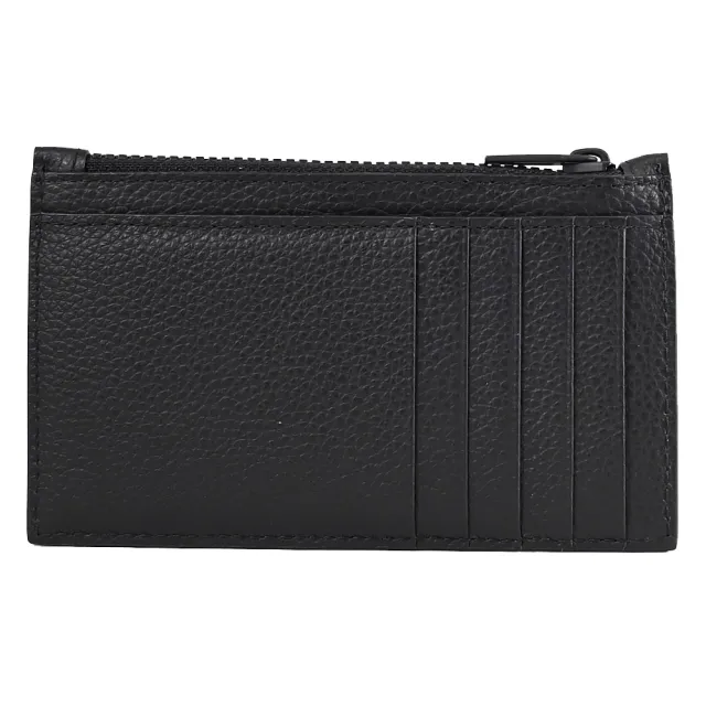 【Balenciaga 巴黎世家】品牌LOGO浮雕造型信用卡證件名片零錢卡包(黑)