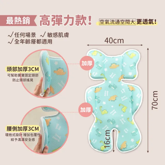【PeNi培婗】3D涼爽排汗透氣可水洗嬰幼兒寶寶涼感推車墊(汽車安全座椅 嬰兒床墊 涼感墊)