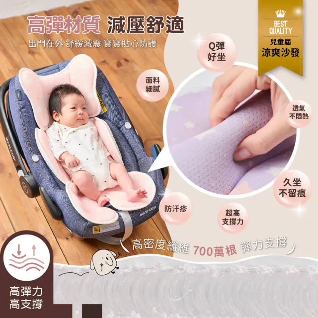 【PeNi培婗】3D涼爽排汗透氣可水洗嬰幼兒寶寶涼感推車墊(汽車安全座椅 嬰兒床墊 涼感墊)
