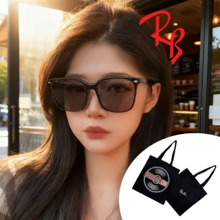 【RayBan 雷朋】亞洲版 時尚大鏡面太陽眼鏡 舒適可調鼻翼設計 RB2206D 901/87 黑框深灰鏡片 公司貨