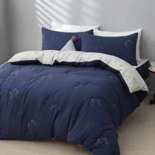 【HOYACASA  禾雅寢具】水洗棉兩用被床包組-史努比星空夢想-加大
