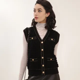 VERTEX100%手剪羊毛雙股金繡背心