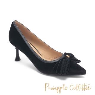 【Pineapple Outfitter】質感絨布蝴蝶結高跟鞋PLINIO(黑色)