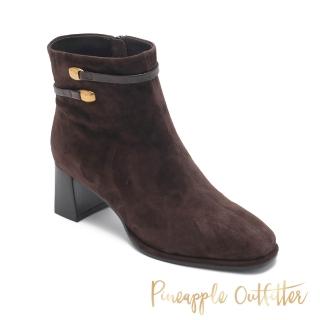 【Pineapple Outfitter】環帶飾扣麂皮低筒靴BEILE(絨咖色)