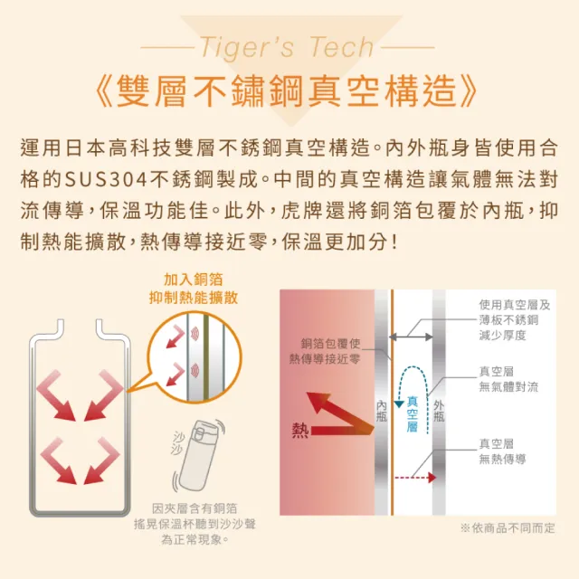 【TIGER 虎牌】買1送1 旋蓋雙層不鏽鋼保溫瓶 480ml(MEA-A048輕量手提保溫杯MEA-B048)