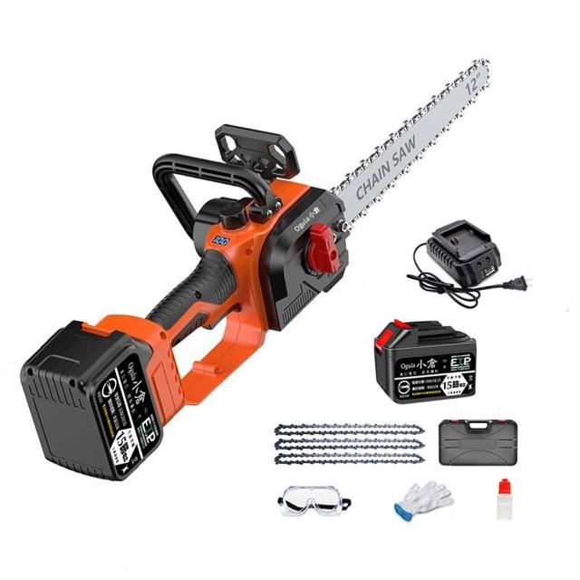 【Ogula 小倉】鏈鋸機 超大功率 快速鋸斷60CM 免安裝12寸無刷數顯（15節一電）鏈條*3(電鏈鋸/伐木鋸/電鋸)