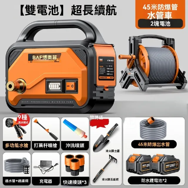 【艾嘉圖】充電式抽水泵 小型農用灌溉機 菜地自動澆地澆水機 戶外澆菜 兩電45米防爆管 水管車
