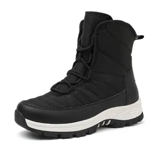 【nono house】an.an 雪地抗寒防潑水綁帶中筒雪靴(黑)