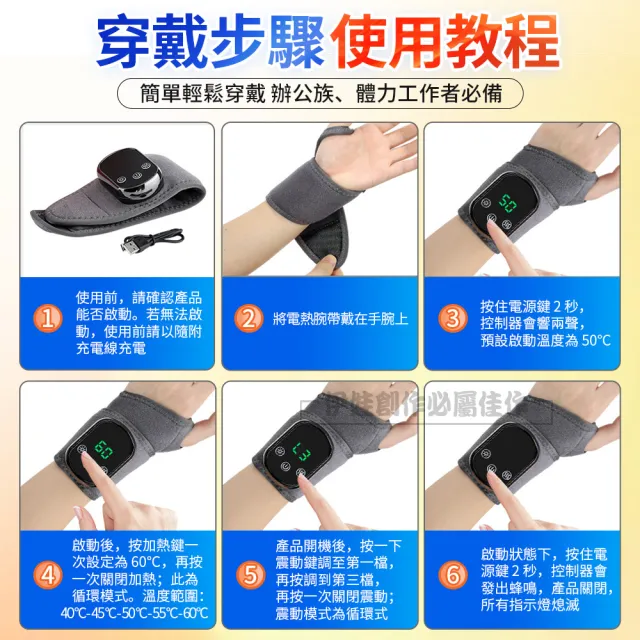 【IDREES 伊德萊斯】電熱保暖震動按摩護腕帶 5段調節 腱鞘手腕扭傷熱敷腕帶 交換禮物