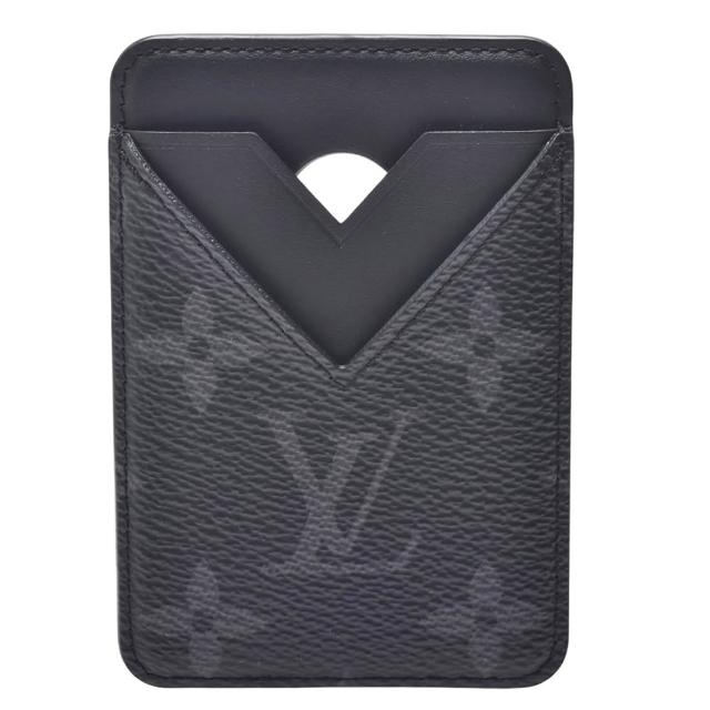 LV LOUIS VUITTON路易威登 M12602 經典 Monogram Eclipse 帆布牛皮襯裡 MagSafe 卡夾