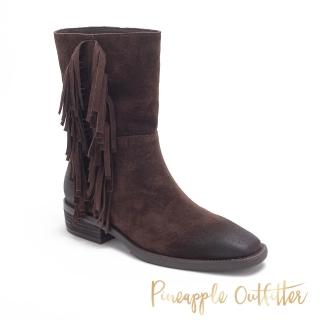 【Pineapple Outfitter】帥氣流蘇麂皮中筒靴BRUNO(絨咖色)