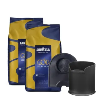 【LAVAZZA】GOLD SELECTION 咖啡豆 1000g(2入組送咖啡渣桶＋防滑填壓墊)