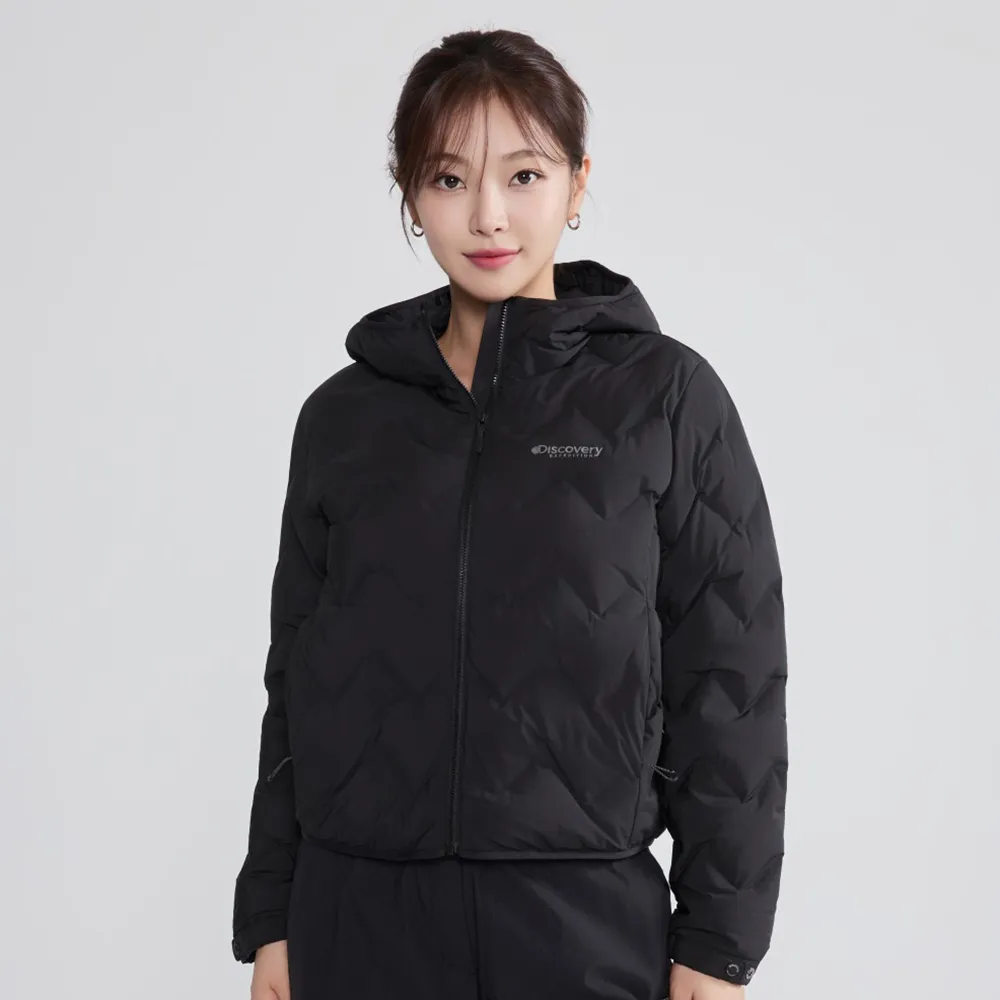 【Discovery Expedition】女版連帽羽絨外套 輕量鵝絨外套(DWDJ84056-BKS)