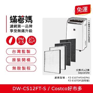 【Mitewithmom 蟎著媽】濾網2套(適用 SHARP 夏普 DW-CS12FT-S 12公升自動除菌離子空氣清淨除濕機 好市多)