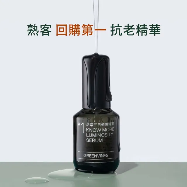 【greenvines 綠藤生機】雙重淨透煥膚透亮組(雙重淨透煥膚水200ml+活萃三日修護精華30ml)
