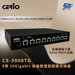 【CHANG YUN 昌運】CERIO 智鼎 CS-3008TG 8埠 10Gigabit 加強管理型網路交換器 Auto MDIX