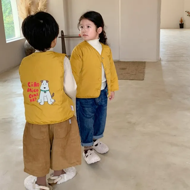 【橘魔法】滿印總匯雙面穿羽絨背心(鋪棉背心 背心外套 夾克 馬甲 中性款 男童 女童 兒童 童裝)