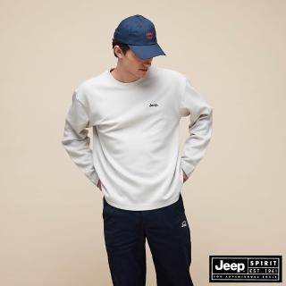 【JEEP】男裝 經典品牌LOGO刺繡長袖T恤(白色)