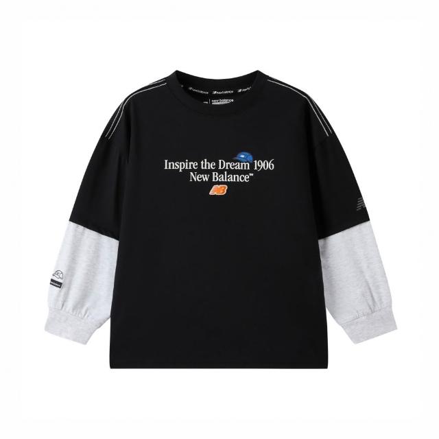 【NEW BALANCE】NB 童裝拼接長袖上衣_7DF3206WBK_男童/女童_黑色