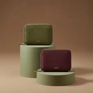 【FOSSIL 官方旗艦館】Logan 真皮拉鍊RFID防盜卡夾 雙12限定(多色可選)