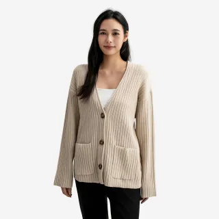 【Roots】Roots女裝- BOWEN RIB 針織罩衫(燕麥色)