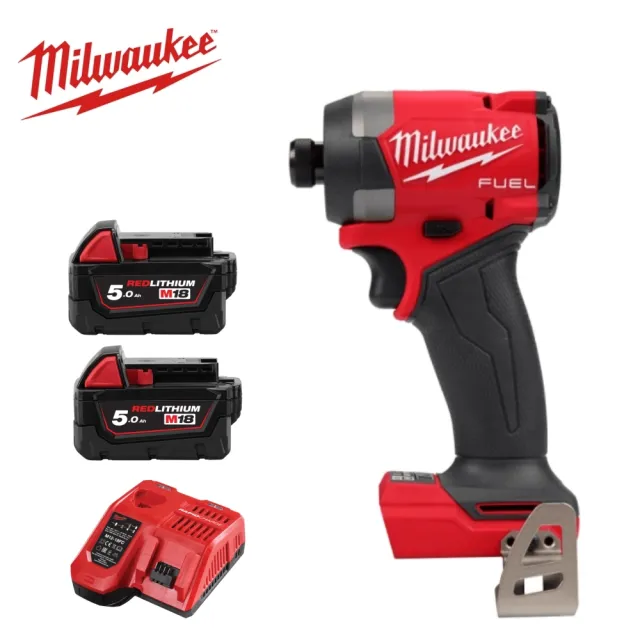【Milwaukee 美沃奇】M18FID3 18V 無刷衝擊起子機 電鑽(M18 FID3 主機+雙5.0電池+充電器)