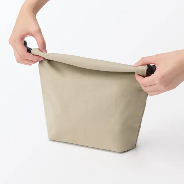 【MUJI 無印良品】捲收式高度可調整便當袋/大 約高30x寬30x底部寬度11cm(灰/米/煙燻藍)