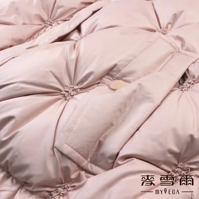 【MYVEGA 麥雪爾】白鴨絨菱格側開岔保暖背心外套-粉
