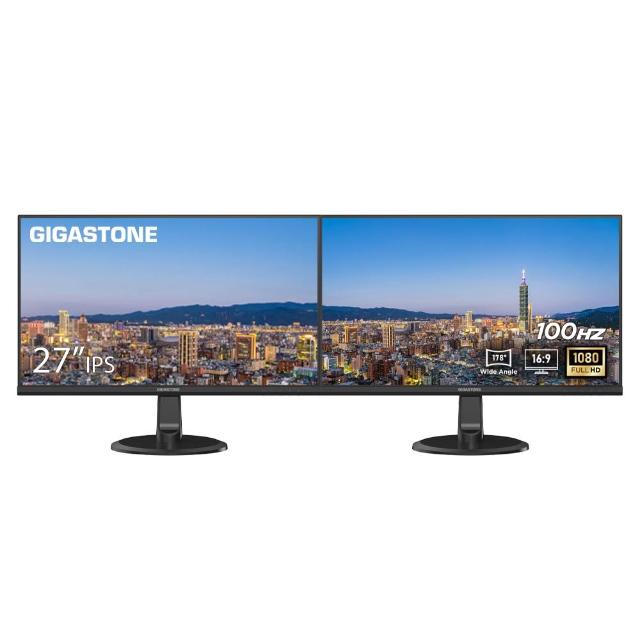 【GIGASTONE 立達】2入組 LM-27FF51 27吋 IPS 100Hz FHD極窄邊框電腦螢幕(護眼/HDMI/雙喇叭/低藍光/零閃屏)