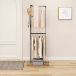 【慢慢家居】簡約造型雙層加高收納衣帽架 掛衣架 SGS低甲醛 收納衣架 吊衣架 玄關架
