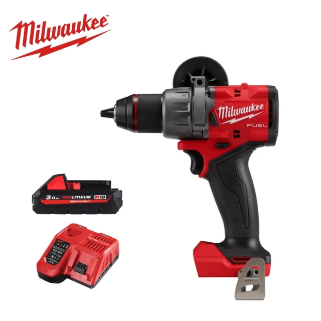 【Milwaukee 美沃奇】18V無刷震動 電鑽 起子機(M18 FPD3主機+3.0鋰電池一顆+充電器)
