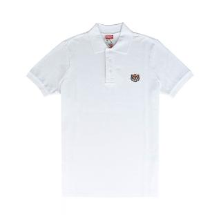 【KENZO】KENZO Happy Tiger針繡字母LOGO快樂老虎純棉短袖Polo衫(白/男款)