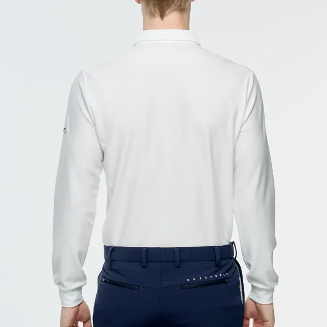 【PING】男款暗釦吸濕排汗薄長袖POLO衫-白(GOLF/高爾夫球衫/PA25209-87)