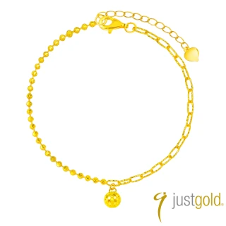 【Just Gold 鎮金店】雙鍊金球 黃金手鍊(網路限定)