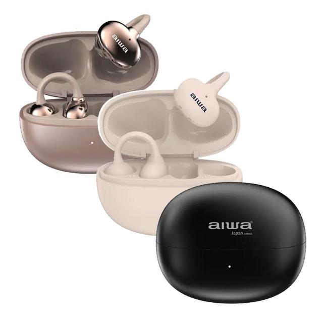 AIWA愛華 AT-H06 EDGE 耳夾式真無線藍芽耳機，採用日本原廠技術，提供高品質音效與穩定連線。耳機尺寸為29.3×26.5×22 mm，充電盒尺寸為63×50.5×29.5 mm，輕巧便攜，適合日常使用。提供黑色、象牙白、玫瑰金三種顏色選擇，國際條碼分別為黑色4711035355909、象牙白4711035355916、玫瑰金4711035355923。