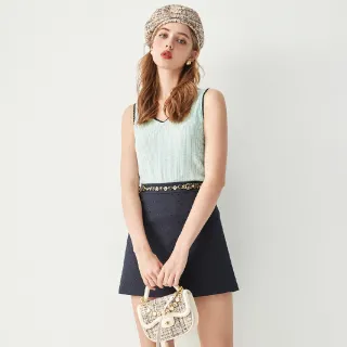 【iROO】海沫綠鑲色邊背心