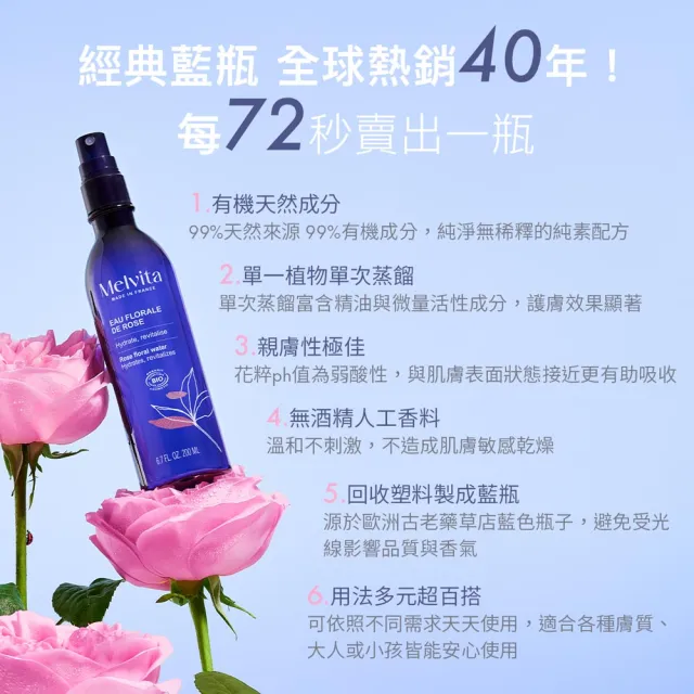 【Melvita 蜜葳特】玫瑰花粹團購分享組(玫瑰花粹200mlX3)