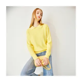 【Le Polka】翻領壓紋針織上衣-女