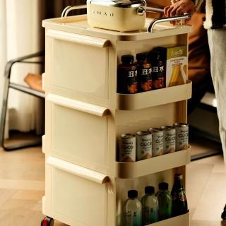 【巨匠】客廳零食置物櫃 抽屜式飲料小推車 三層32cm收納櫃 臥室床邊邊櫃 多功能儲物架(3層置物櫃收納櫃)