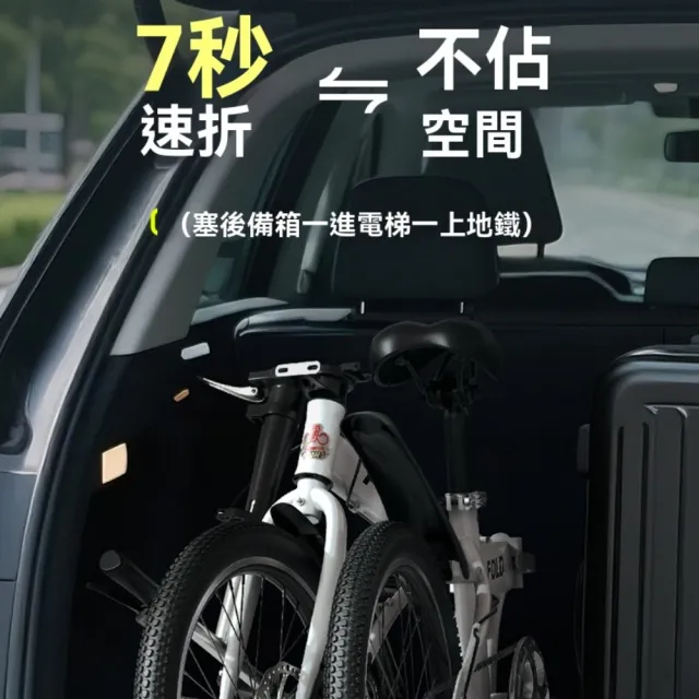 【HUIJIAYIGOU 惠家易購】永久可折疊自行車 20吋單車 帶車筐公路車(成人自行車 單速腳踏車 上班代步單車)