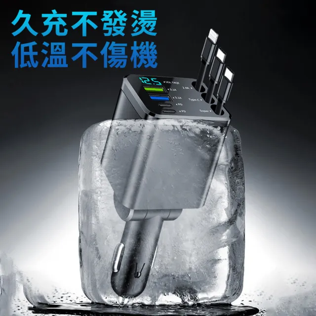 【KEYIE】M14 多功能數顯車載充電器 七合一車用充電器 車用快充(TYPE-C+Lighting)