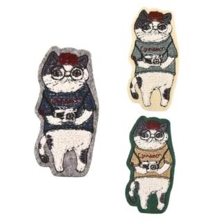 【Kusuguru Japan】雙11 日本眼鏡貓 胸針 相良刺繡絨毛立體造型胸針-Animal Mode系列-折耳貓款