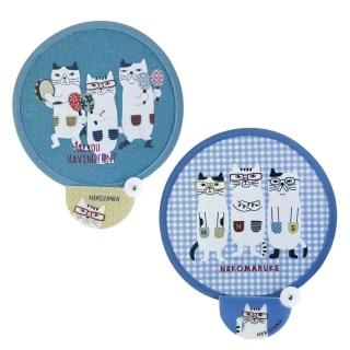 【Kusuguru Japan】日本眼鏡貓 扭扭扇 迷你折疊圓扇 抗UV補光扇-NEKOMARUKE貓丸款