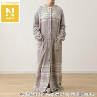 【NITORI 宜得利家居】吸濕發熱 可穿式毛毯 N WARM 長版圓領 LGY M(吸濕發熱 可穿式毛毯 毛毯)
