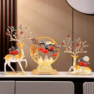 【Loha 樂活家】事事如意福祿雙至擺件(禮品 招財鹿 家居擺件 風水擺件 桌上擺設 招財擺飾 玄關擺設)