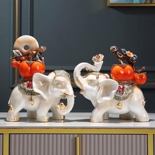 【Loha 樂活家】一對財富大象擺件-吉祥如意(擺飾 聚財 禮品 風水擺件 桌上擺設 開運擺飾 家居組合擺件)