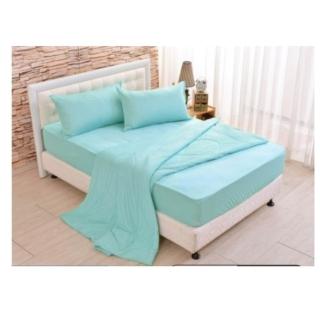 【LAMINA】綠能涼感針織條紋枕套床包三件組-雙人